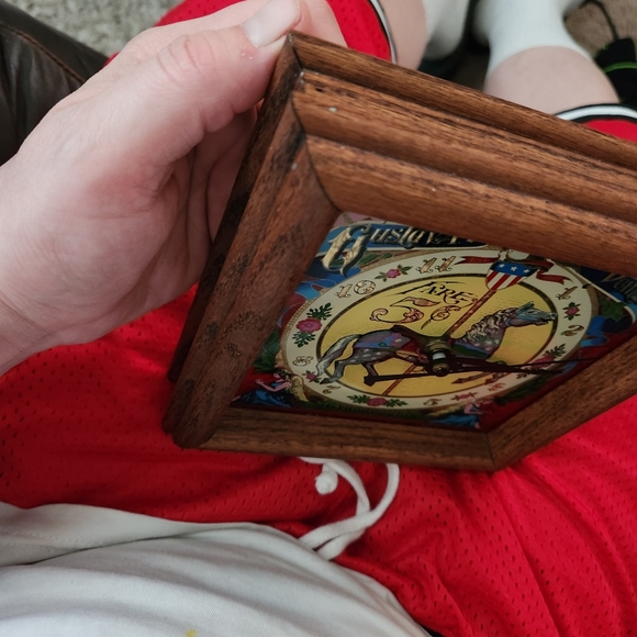 VINTAGE HENSLEY REVERSE PAINT DENTZEL CAROUSEL HORSE CLOCK - Picture 6 of 8